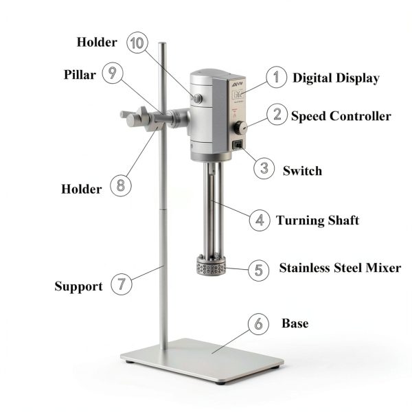 300W High Shear Homogenizer INTBUYING Lab Mixer with Digital Display-1